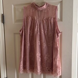 Elegant light Pink Lace Sleeveless Top